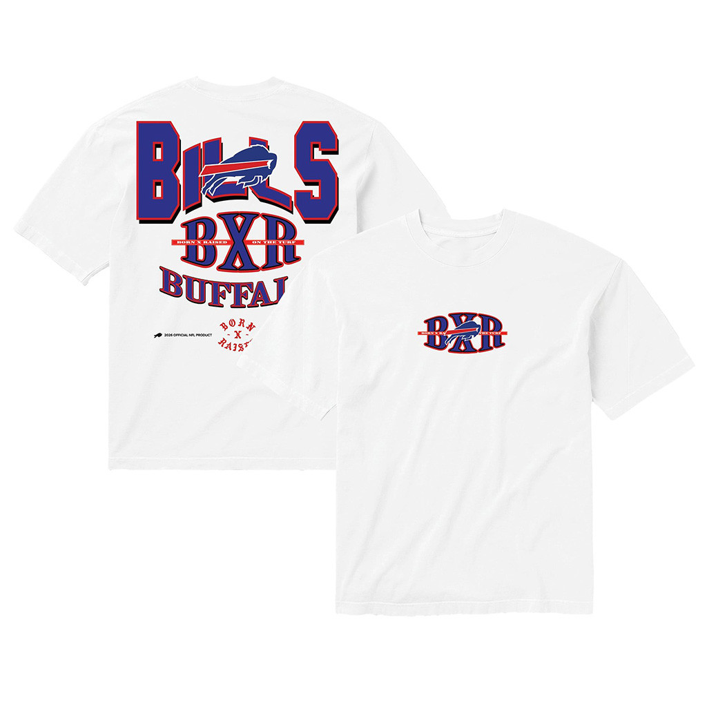 Buffalo Bills Born X Raised NFL Merch Buffalo Bills White Block Letter T-Shirt Football Gifts 1 - Unicasport Buffalo Bills Born X Raised NFL Merch Buffalo Bills White Block Letter T-Shirt Football Gifts