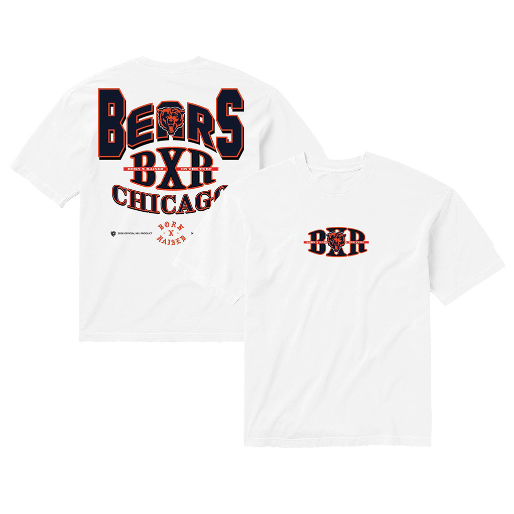 Chicago Bears Born X Raised NFL Merch Chicago Bears White Block Letter T-Shirt Football Gifts 1 - Unicasport Chicago Bears Born X Raised NFL Merch Chicago Bears White Block Letter T-Shirt Football Gifts