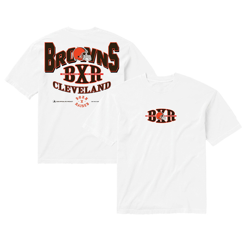 Cleveland Browns Born X Raised NFL Merch Cleveland Browns White Block Letter T-Shirt Fan Gifts 1 - Unicasport Cleveland Browns Born X Raised NFL Merch Cleveland Browns White Block Letter T-Shirt Fan Gifts