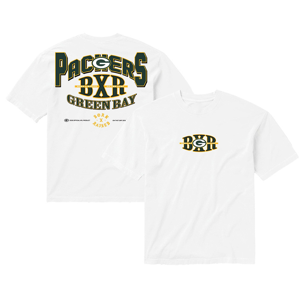 Green Bay Packers Born X Raised NFL Merch Packers White Block Letter T-Shirt Good Football Gift 1 - Unicasport Green Bay Packers Born X Raised NFL Merch Packers White Block Letter T-Shirt Good Football Gift