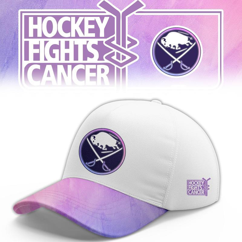 Buffalo Sabres Merch Hockey Fights Cancer Hat Game Day Cap Dad Gift