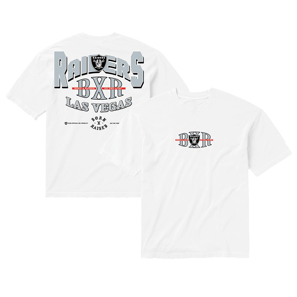 Las Vegas Raiders Born X Raised NFL Merch LV Raiders White Block Letter T-Shirt Present For Fan 1 - Unicasport Las Vegas Raiders Born X Raised NFL Merch LV Raiders White Block Letter T-Shirt Present For Fan