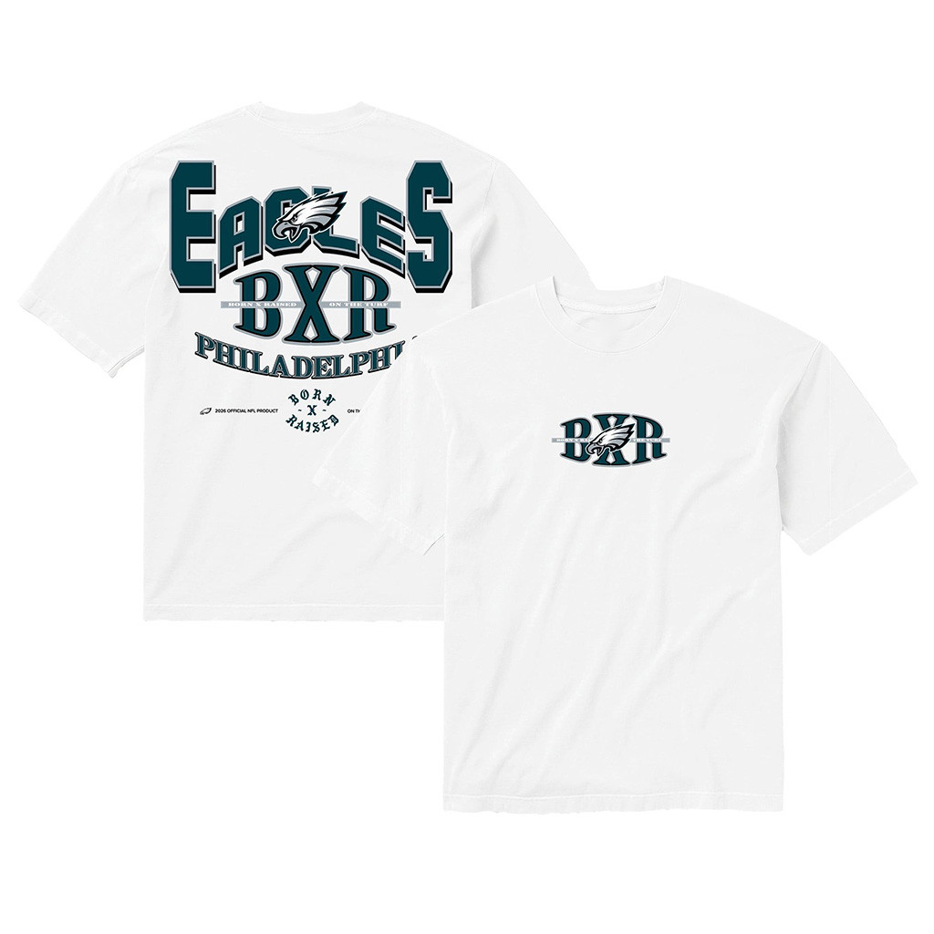 Philadelphia Eagles Born X Raised NFL Merch Philly Eagles White Block Letter T-Shirt Fan Gear 1 - Unicasport Philadelphia Eagles Born X Raised NFL Merch Philly Eagles White Block Letter T-Shirt Fan Gear