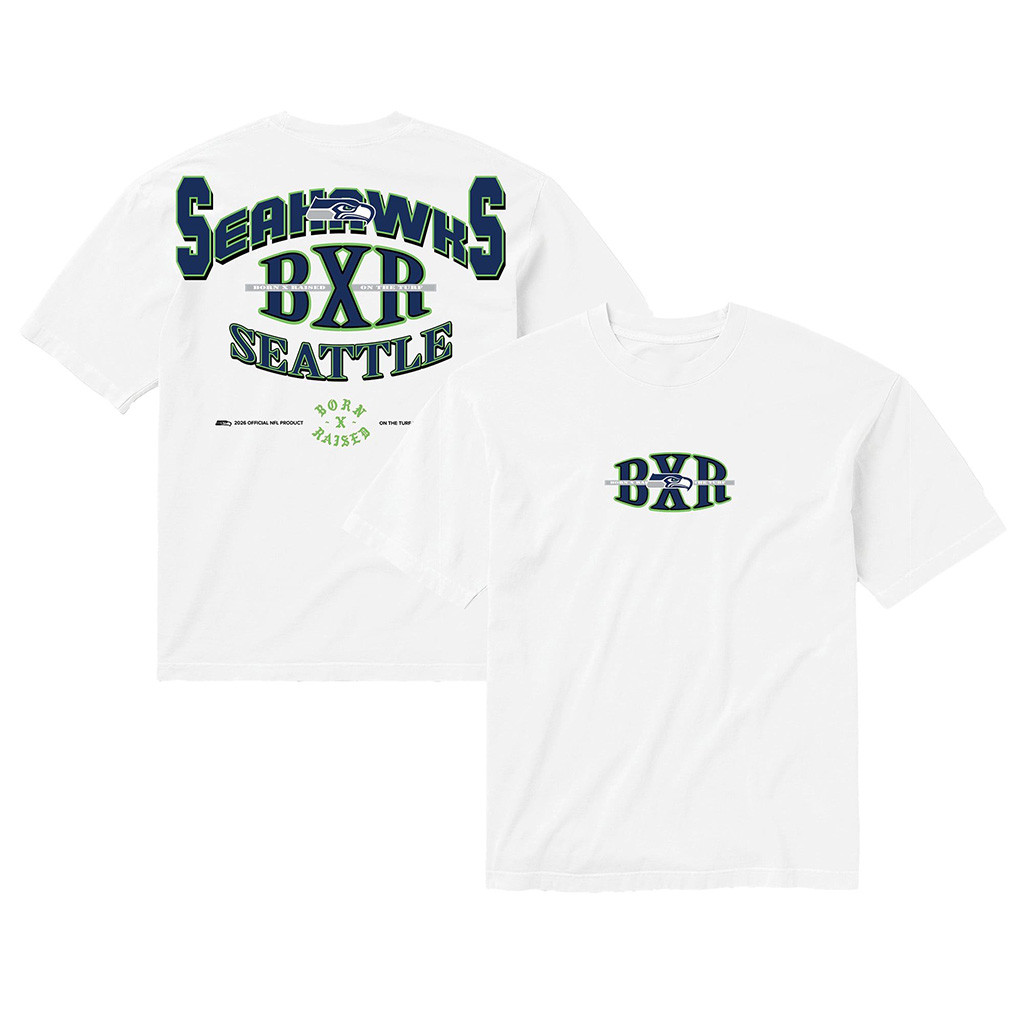 Seattle Seahawks Born X Raised NFL Merch Seattle Seahawks White Block Letter T-Shirt Fan Gear 1 - Unicasport Seattle Seahawks Born X Raised NFL Merch Seattle Seahawks White Block Letter T-Shirt Fan Gear