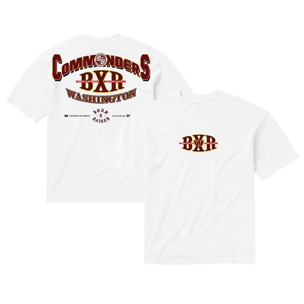 Washington Commanders Born X Raised NFL Merch Commanders White Block Letter T-Shirt Fan Gifts 1 - Unicasport Washington Commanders Born X Raised NFL Merch Commanders White Block Letter T-Shirt Fan Gifts