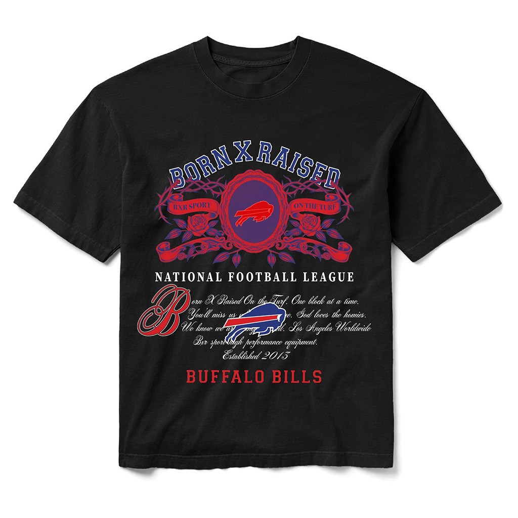 Buffalo Bills Born X Raised NFL Merch Buffalo Bills Black Crest T-Shirt Football Gifts For Him 1 - Unicasport Buffalo Bills Born X Raised NFL Merch Buffalo Bills Black Crest T-Shirt Football Gifts For Him