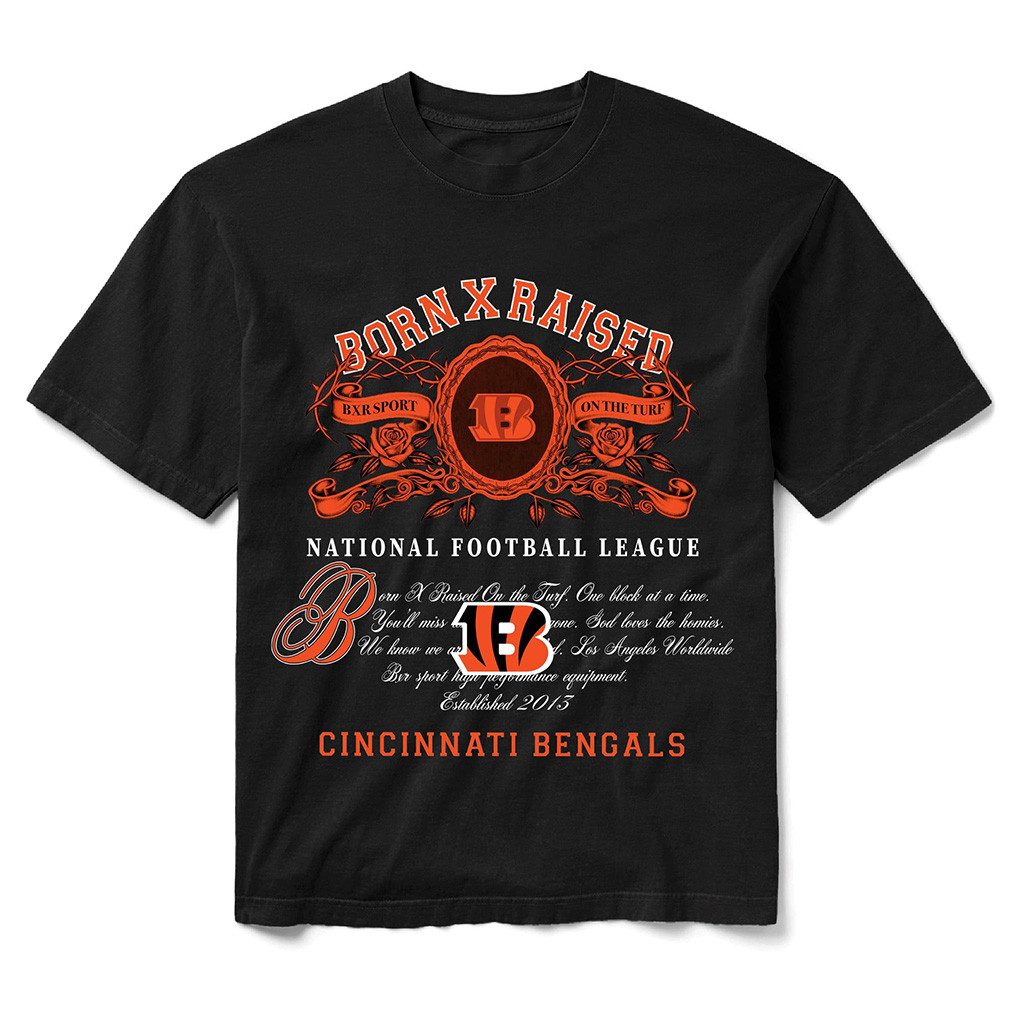 Cincinnati Bengals Born X Raised NFL Merch Bengals Black Crest T-Shirt Cool Football Gifts 1 - Unicasport Cincinnati Bengals Born X Raised NFL Merch Bengals Black Crest T-Shirt Cool Football Gifts
