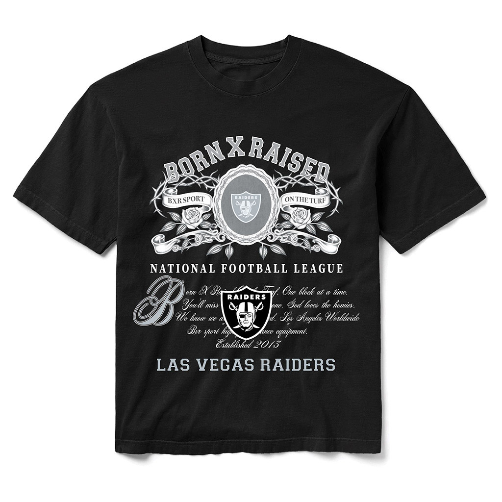 Las Vegas Raiders Born X Raised NFL Merch LV Raiders Black Crest T-Shirt Gift For Football Fan 1 - Unicasport Las Vegas Raiders Born X Raised NFL Merch LV Raiders Black Crest T-Shirt Gift For Football Fan