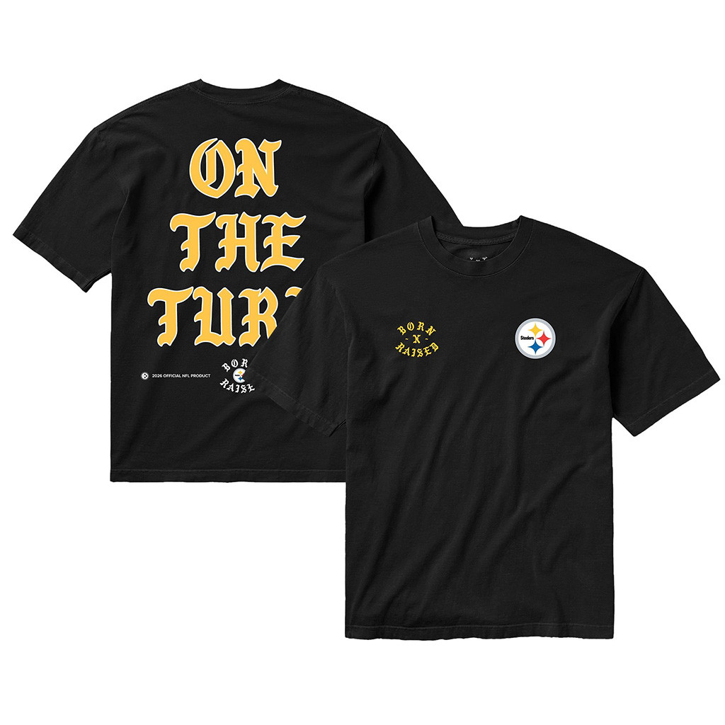 Pittsburgh Steelers Born X Raised NFL Merch Steelers Black On The Turf T-Shirt Football Gifts 1 - Unicasport Pittsburgh Steelers Born X Raised NFL Merch Steelers Black On The Turf T-Shirt Football Gifts
