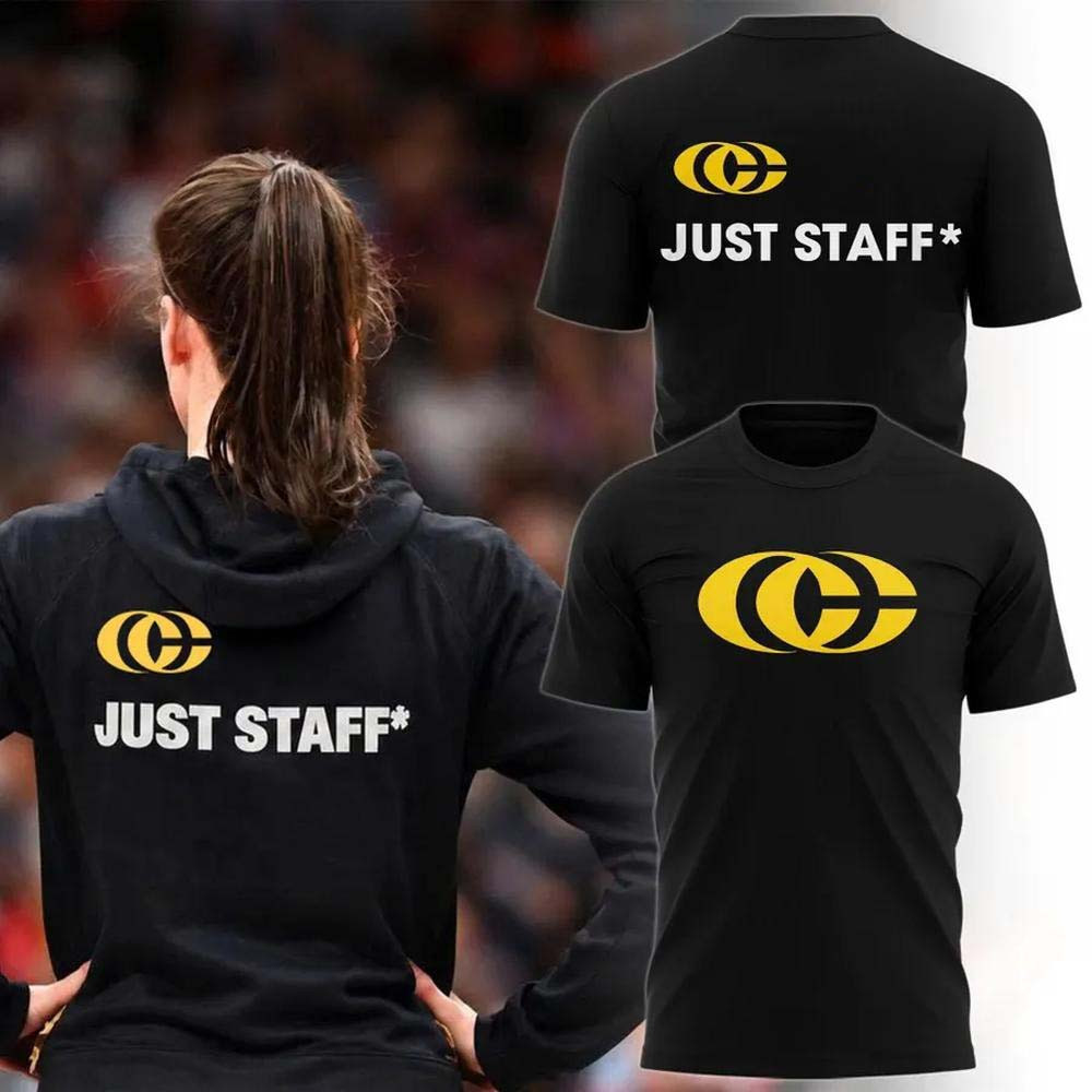 Iowa Hawkeyes Caitlin Clark Merch Just Staff 2026 Black T-Shirt Gift For Basketball Lover 1 - Unicasport Iowa Hawkeyes Caitlin Clark Merch Just Staff 2026 Black T-Shirt Gift For Basketball Lover