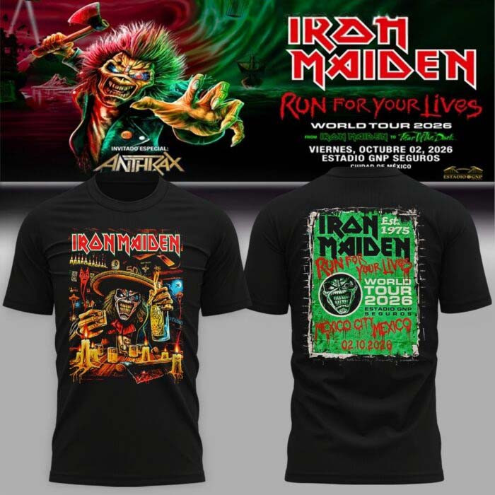 Iron Maiden Merch Mexico City 2026 RUn For Your Lives Black T-Shirt Gift For Rock Lover