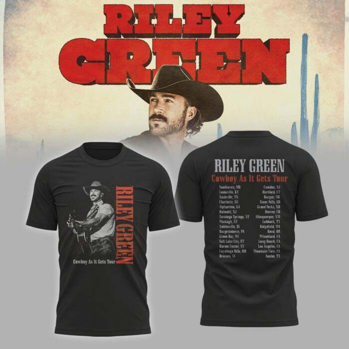 Riley Green Merch Cowboy As It Gets Tour 2026 Black T-Shirt Great Riley Green Lover Gift 1 - Unicasport Riley Green Merch Cowboy As It Gets Tour 2026 Black T-Shirt Great Riley Green Lover Gift
