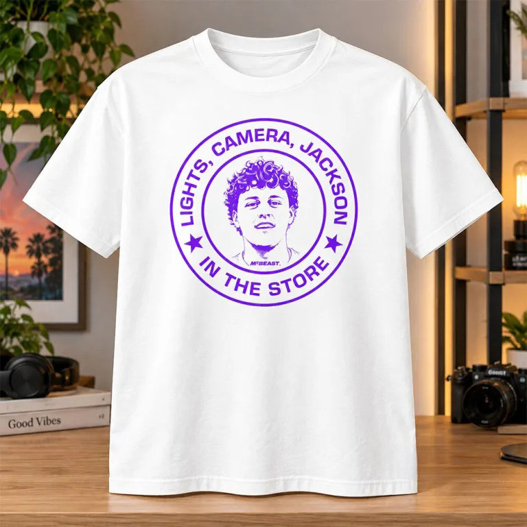 Mr Beast Merch Lights Camera Jackson T-Shirt Youtuber Fan Apparel Fan Gift 1 - Unicasport Mr Beast Merch Lights Camera Jackson T-Shirt Youtuber Fan Apparel Fan Gift
