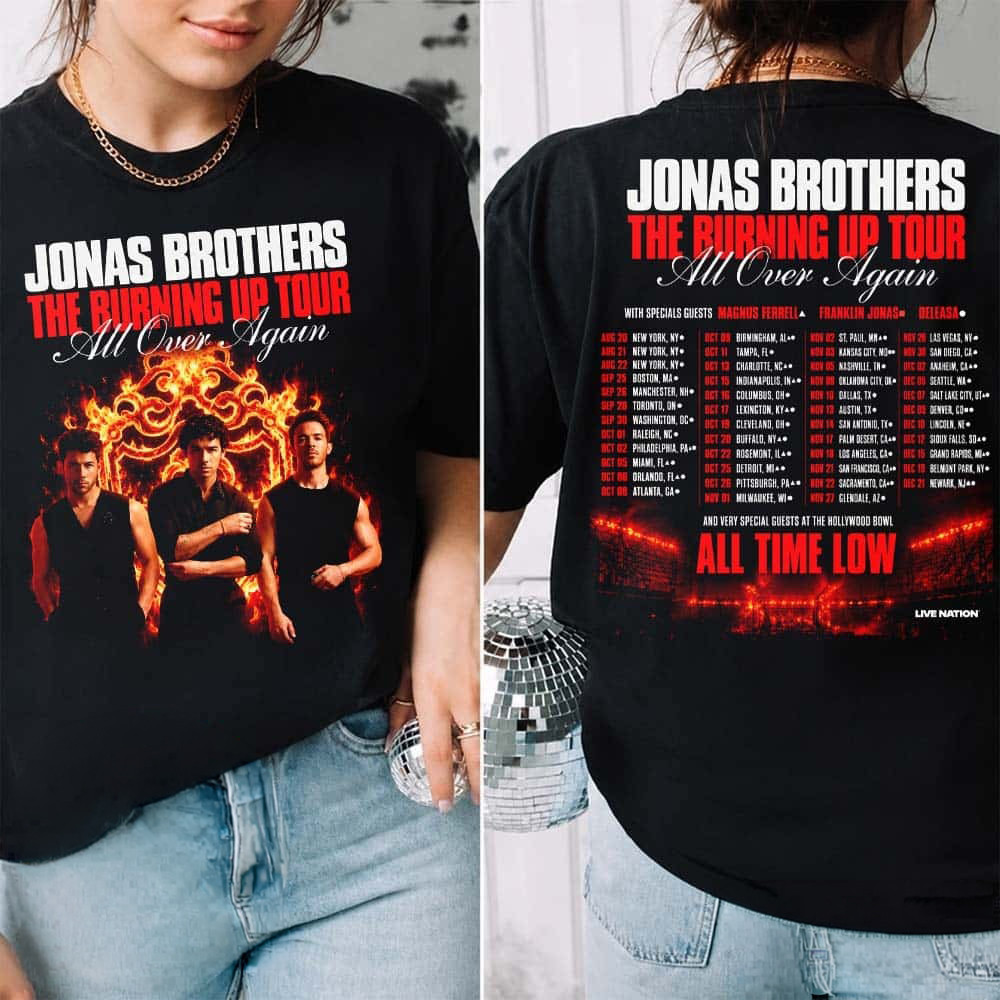 Jonas Brothers Merch The Burning Up Tour T-Shirt All Over Again Tour 2026 Gear Gift 1 - Unicasport Jonas Brothers Merch The Burning Up Tour T-Shirt All Over Again Tour 2026 Gear Gift