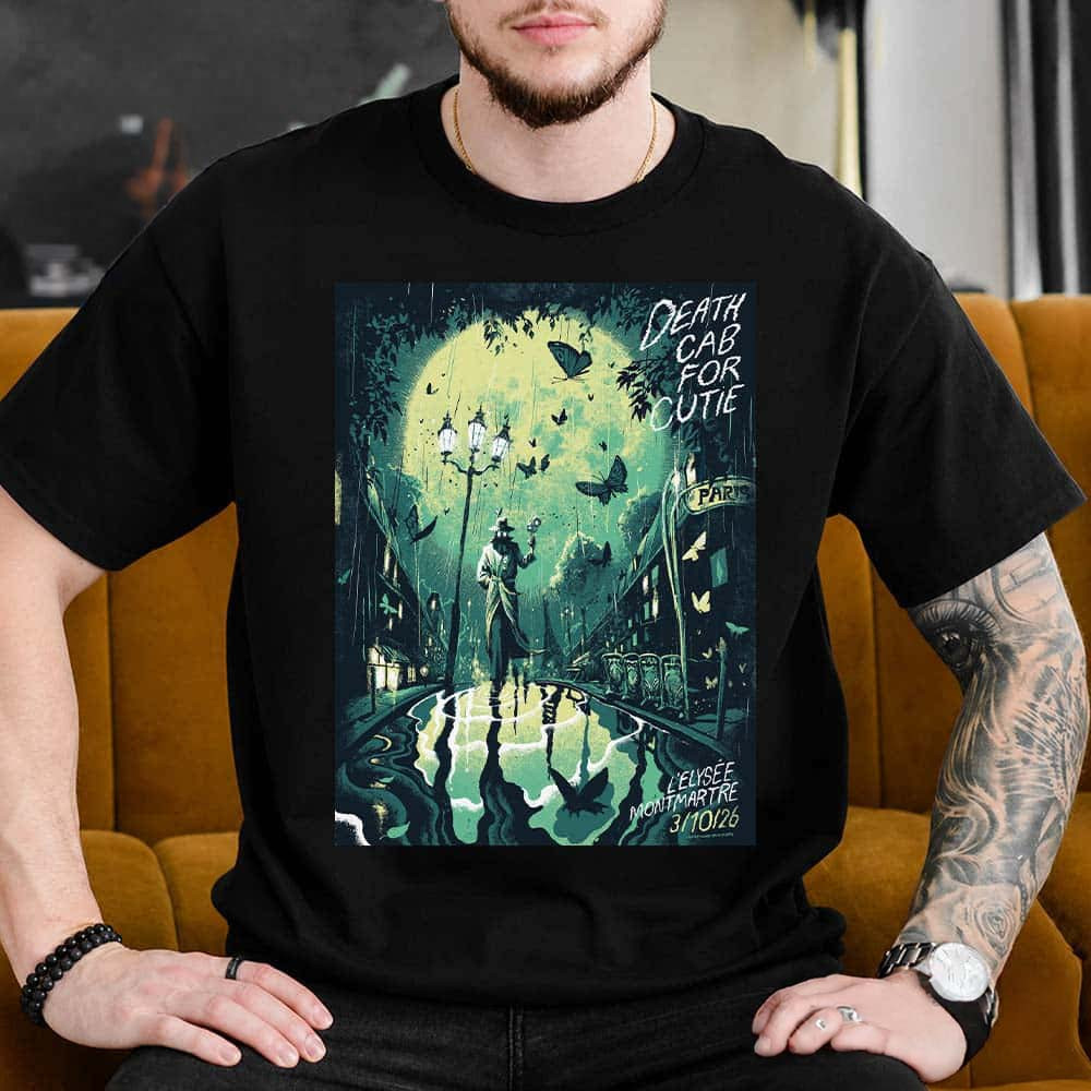 Death Cab For Cutie Merch At the Elysee Montmartre In Paris France 2026 Black T-Shirt Fans Gear 1 - Unicasport Death Cab For Cutie Merch At the Elysee Montmartre In Paris France 2026 Black T-Shirt Fans Gear