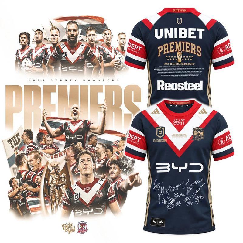 Sydney Roosters Merch 2026 NRL Signed T-Shirt Football Fan Gift 1 - Unicasport Sydney Roosters Merch 2026 NRL Signed T-Shirt Football Fan Gift
