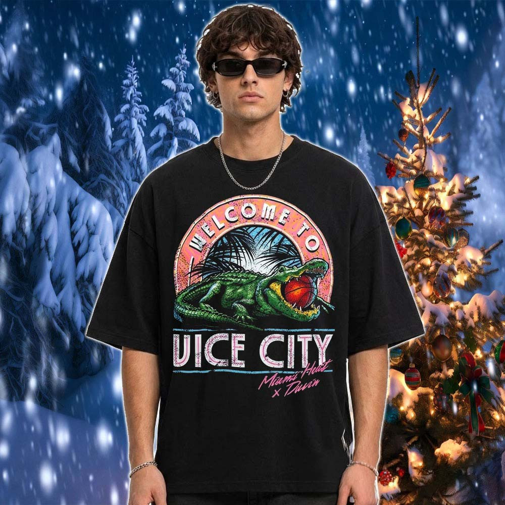 Miami Heat x Duvin Leisure Merch GTA VI Welcome To Vice City Black T-Shirt GTA6 Fans Gear 1 - Unicasport Miami Heat x Duvin Leisure Merch GTA VI Welcome To Vice City Black T-Shirt GTA6 Fans Gear