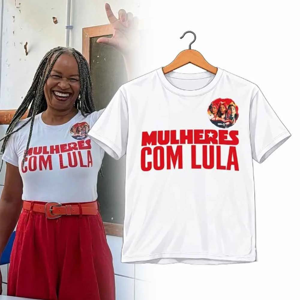 Olivia Santana Merch Mulheres Com Lula T-Shirt Brazil President Campaign Support Gift 1 - Unicasport Olivia Santana Merch Mulheres Com Lula T-Shirt Brazil President Campaign Support Gift