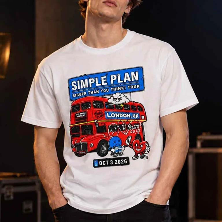 Simple Plan Merch Bigger Than You Think Tour London 2026 OVO Arena T-Shirt Gift For Fans 1 - Unicasport Simple Plan Merch Bigger Than You Think Tour London 2026 OVO Arena T-Shirt Gift For Fans