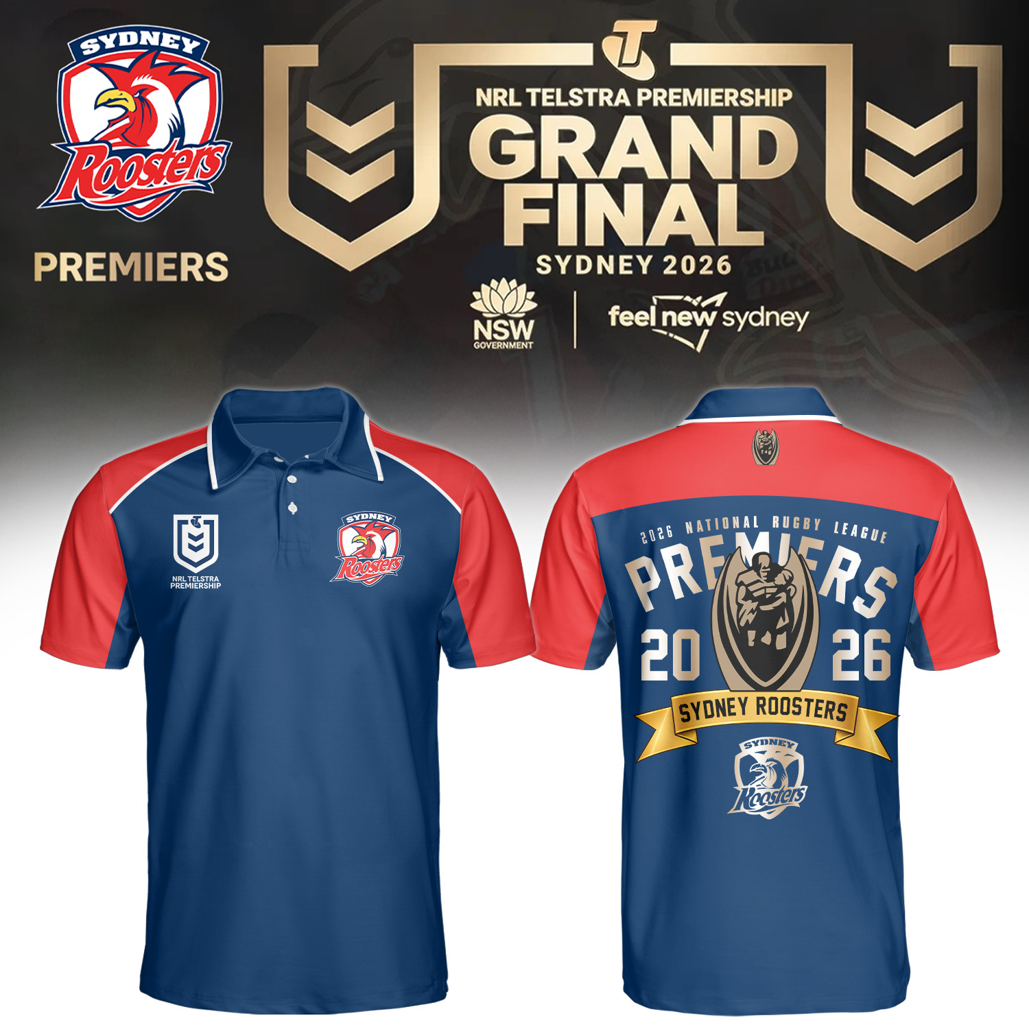 Sydney Roosters Merch 2026 NRL Premiers Polo Shirt Cool Gifts For Boyfriend 1 - Unicasport Sydney Roosters Merch 2026 NRL Premiers Polo Shirt Cool Gifts For Boyfriend
