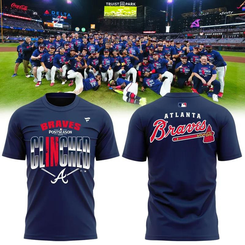 Atlanta Braves Merch 2026 Postseason Clinched T-Shirt Gift For Braves Lover 1 - Unicasport Atlanta Braves Merch 2026 Postseason Clinched T-Shirt Gift For Braves Lover