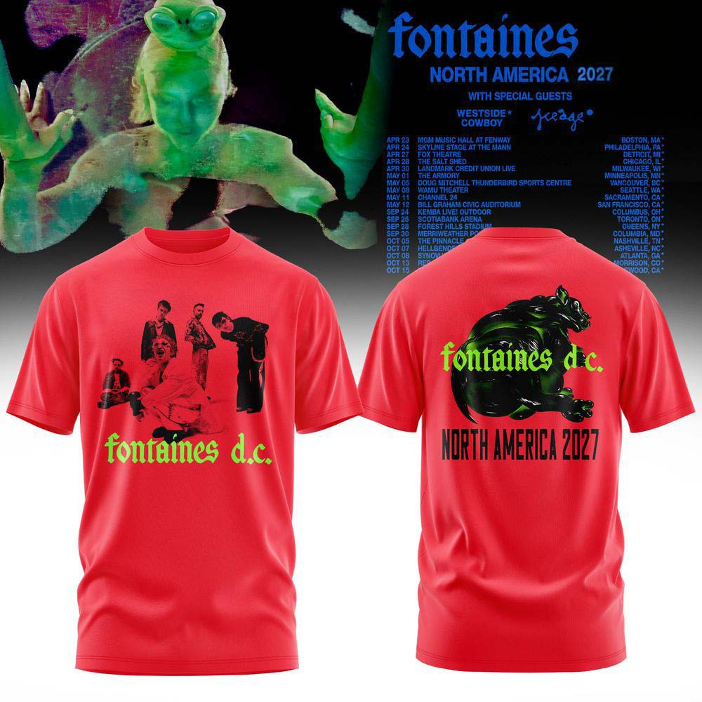 Fontaines DC Merch North America 2027 Tour Red T-Shirt Fontaines DC Rock Fans Gift 1 - Unicasport Fontaines DC Merch North America 2027 Tour Red T-Shirt Fontaines DC Rock Fans Gift