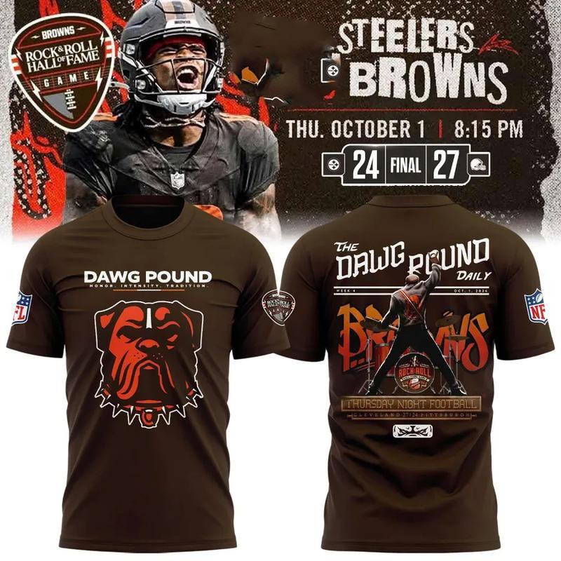 Cleveland Browns Merch Rock And Roll Hall Of Fame Game 2026 Dawg Pound T-Shirt Fans Gift 1 - Unicasport Cleveland Browns Merch Rock And Roll Hall Of Fame Game 2026 Dawg Pound T-Shirt Fans Gift