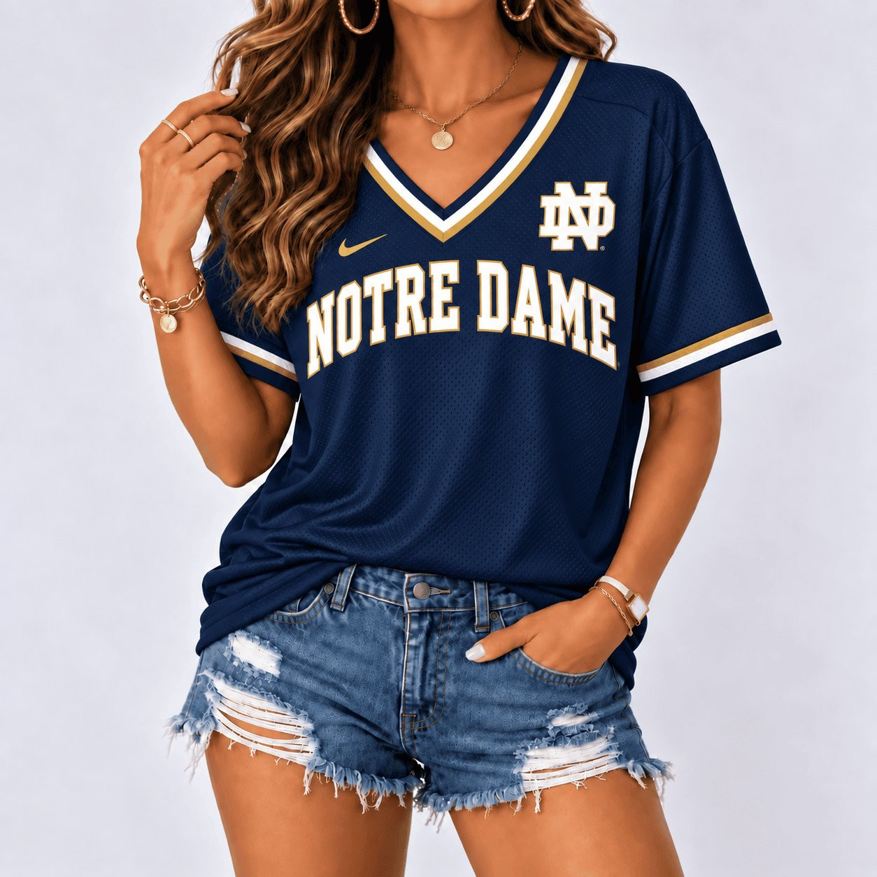 Notre Dame Fighting Irish NCAA V-Neck Shirt Game Day Outfits College Gifts For Girlfriend 1 - Unicasport Notre Dame Fighting Irish NCAA V-Neck Shirt Game Day Outfits College Gifts For Girlfriend
