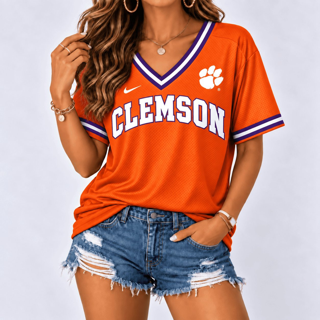 Clemson Tigers V-Neck Shirt NCAA Football Game Day Clothing Gifts For Clemson Tigers Fans 1 - Unicasport Clemson Tigers V-Neck Shirt NCAA Football Game Day Clothing Gifts For Clemson Tigers Fans