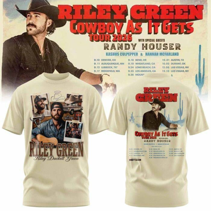 Riley Green Merch Cowboy As It Gets Tour 2026 T-Shirt Country Music Fans Gift 1 - Unicasport Riley Green Merch Cowboy As It Gets Tour 2026 T-Shirt Country Music Fans Gift