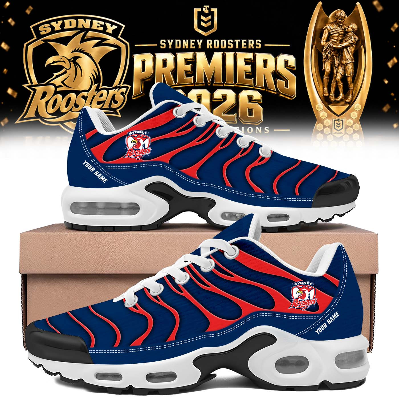 Personalized Sydney Roosters 2026 NRL Premiers Sneaker Sydney Roosters Merch Best Fan Gear 1 - Unicasport Personalized Sydney Roosters 2026 NRL Premiers Sneaker Sydney Roosters Merch Best Fan Gear
