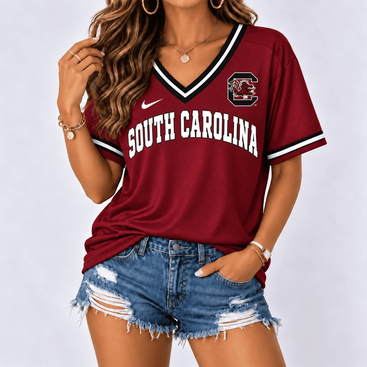 South Carolina Gamecocks V-Neck Shirt NCAA Football Game Day Clothing Gifts For Gamecocks Fans 1 - Unicasport South Carolina Gamecocks V-Neck Shirt NCAA Football Game Day Clothing Gifts For Gamecocks Fans