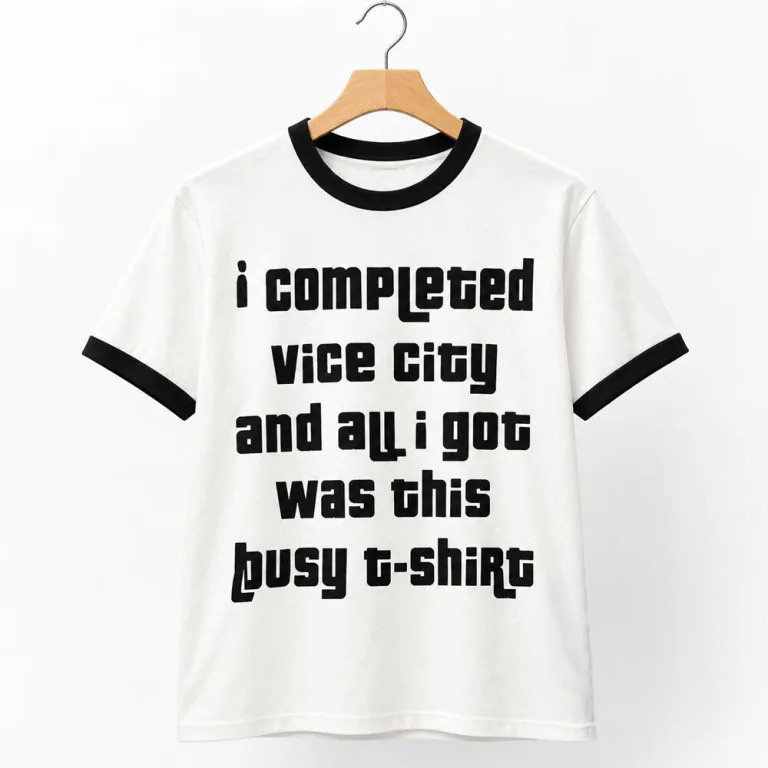 GTA Merch Vice City I Completed Vice City Lousy Ringer T-Shirt Gift For Friends 1 - Unicasport GTA Merch Vice City I Completed Vice City Lousy Ringer T-Shirt Gift For Friends