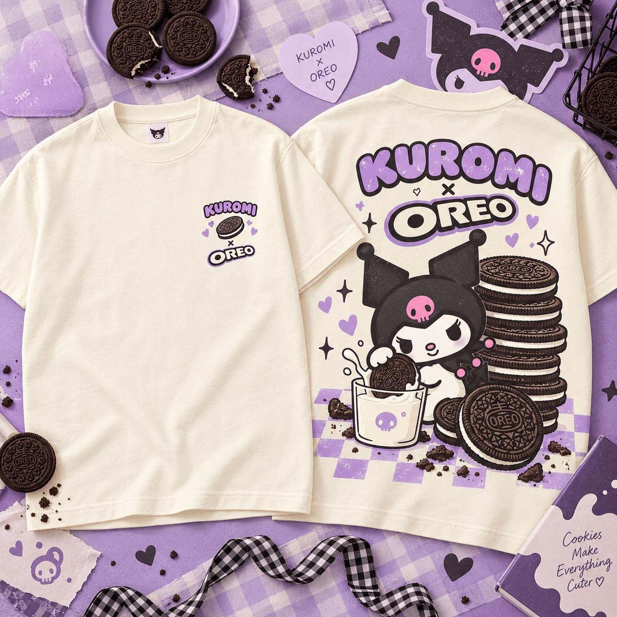 Kuromi Merch x Oreo Cookie 2026 T-Shirt Cute Gift For Best Friends 1 - Unicasport Kuromi Merch x Oreo Cookie 2026 T-Shirt Cute Gift For Best Friends