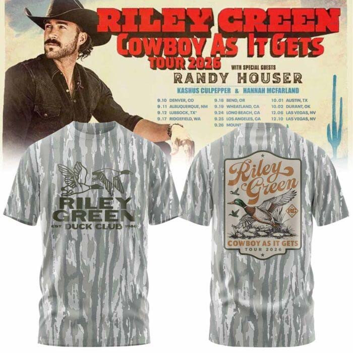 Riley Green Merch Cowboy As It Gets Tour 2026 Camo T-Shirt Riley Green Fans Gift 1 - Unicasport Riley Green Merch Cowboy As It Gets Tour 2026 Camo T-Shirt Riley Green Fans Gift