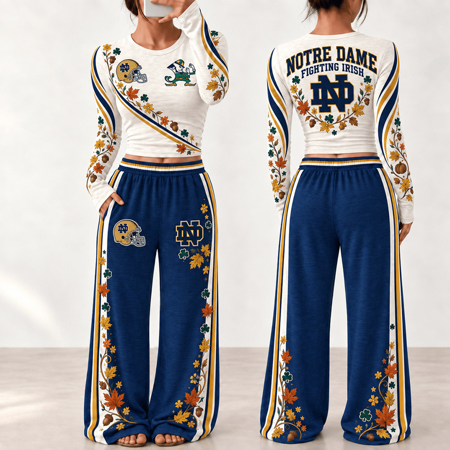 Notre Dame Fighting Irish Fall Season Long Sleeve Shirt And Pants Set Fighting Irish Wear 1 - Unicasport Notre Dame Fighting Irish Fall Season Long Sleeve Shirt And Pants Set Fighting Irish Wear