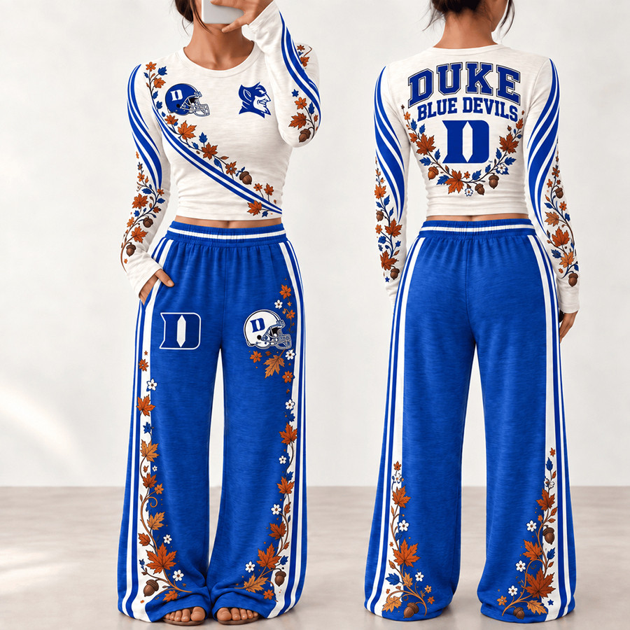 Duke Blue Devils Fall Season Long Sleeve Shirt And Pants Set Blue Devils Pride Wear