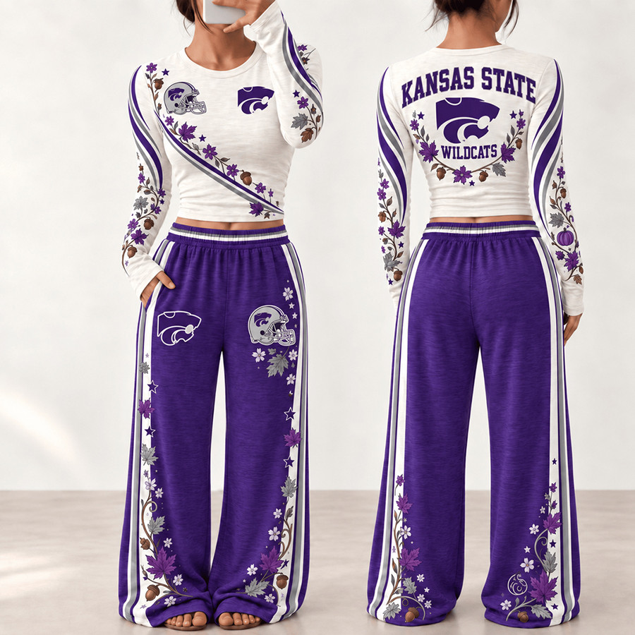 Kansas State Wildcats Fall Season Long Sleeve Shirt And Pants Set Wildcats Pride Attire 1 - Unicasport Kansas State Wildcats Fall Season Long Sleeve Shirt And Pants Set Wildcats Pride Attire