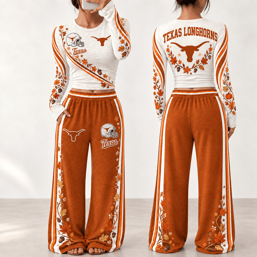 Texas Longhorns Fall Season Long Sleeve Shirt And Pants Set Longhorns Fan Clothing 1 - Unicasport Texas Longhorns Fall Season Long Sleeve Shirt And Pants Set Longhorns Fan Clothing