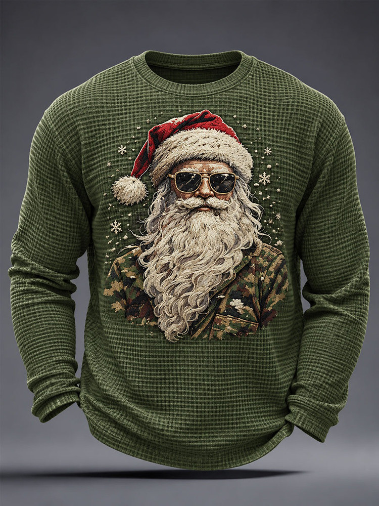 Cool Santa Claus Sunglasses Long Sleeve Shirt Camo Christmas Apparel Gift For Husband 1 - Unicasport Cool Santa Claus Sunglasses Long Sleeve Shirt Camo Christmas Apparel Gift For Husband