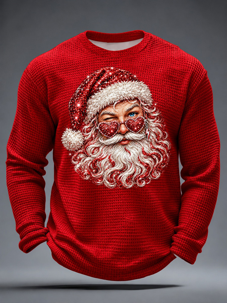 Winking Santa Heart Glasses Long Sleeve Shirt Funny Santa Claus Apparel Gift For Him 1 - Unicasport Winking Santa Heart Glasses Long Sleeve Shirt Funny Santa Claus Apparel Gift For Him