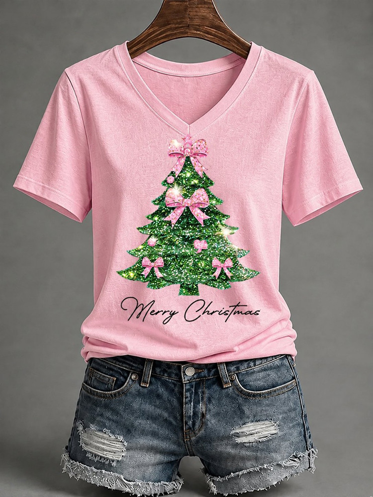 Merry Christmas Tree V-Neck T-Shirt Christmas Tree Clothes Holiday Gift For Mom 1 - Unicasport Merry Christmas Tree V-Neck T-Shirt Christmas Tree Clothes Holiday Gift For Mom