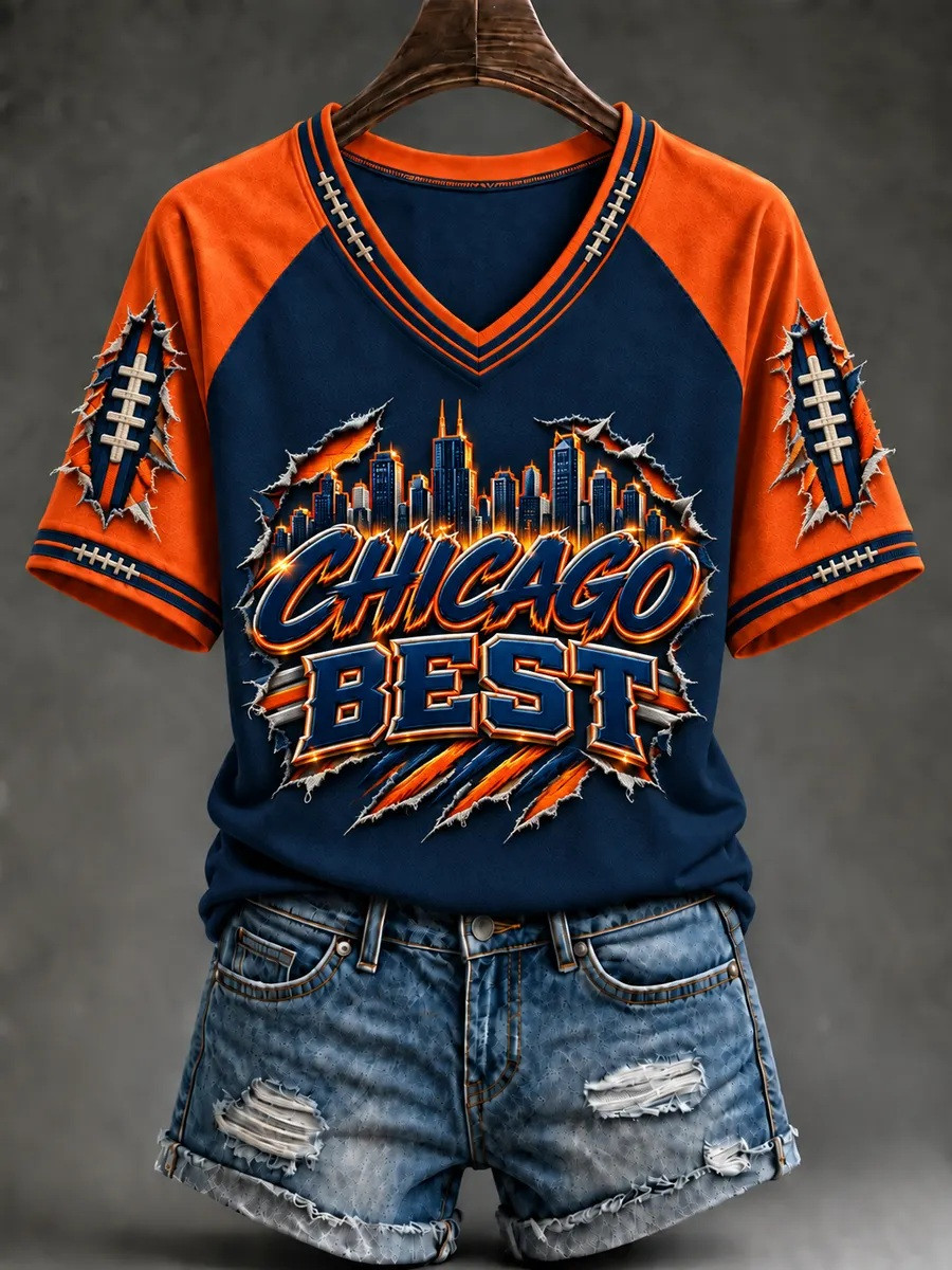 Chicago Bears Merch Chicago Best Game Day V-Neck T-Shirt Football Lover Gift 1 - Unicasport Chicago Bears Merch Chicago Best Game Day V-Neck T-Shirt Football Lover Gift