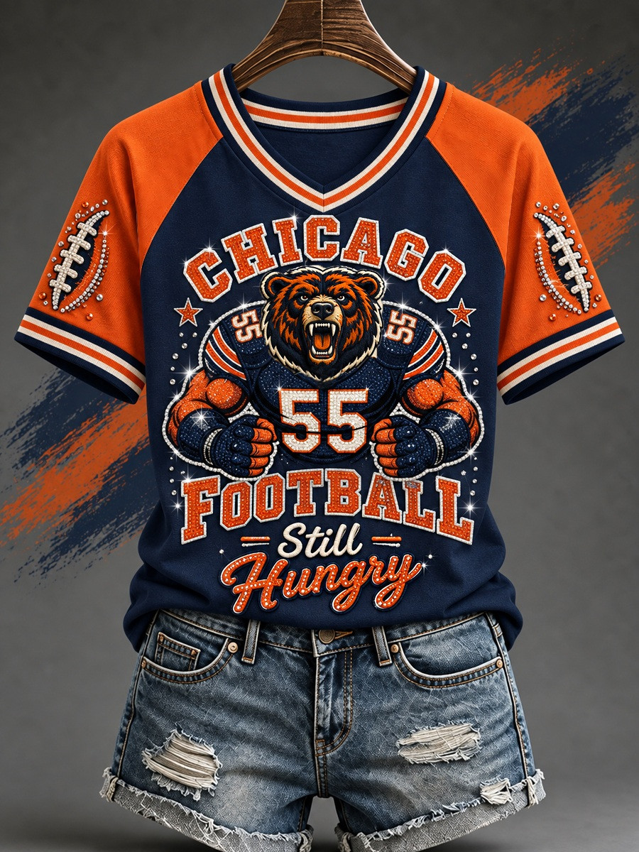 Chicago Bears Merch Chicago Football Still Hungry V-Neck T-Shirt Wife Gift 1 - Unicasport Chicago Bears Merch Chicago Football Still Hungry V-Neck T-Shirt Wife Gift