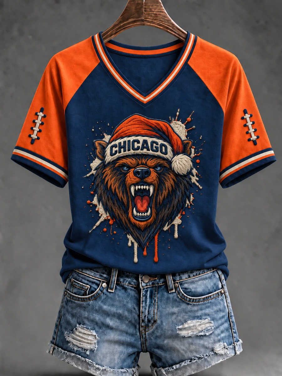 Chicago Bears Merch Chicago Game Day V-Neck T-Shirt Christmas Gift For Fan 1 - Unicasport Chicago Bears Merch Chicago Game Day V-Neck T-Shirt Christmas Gift For Fan
