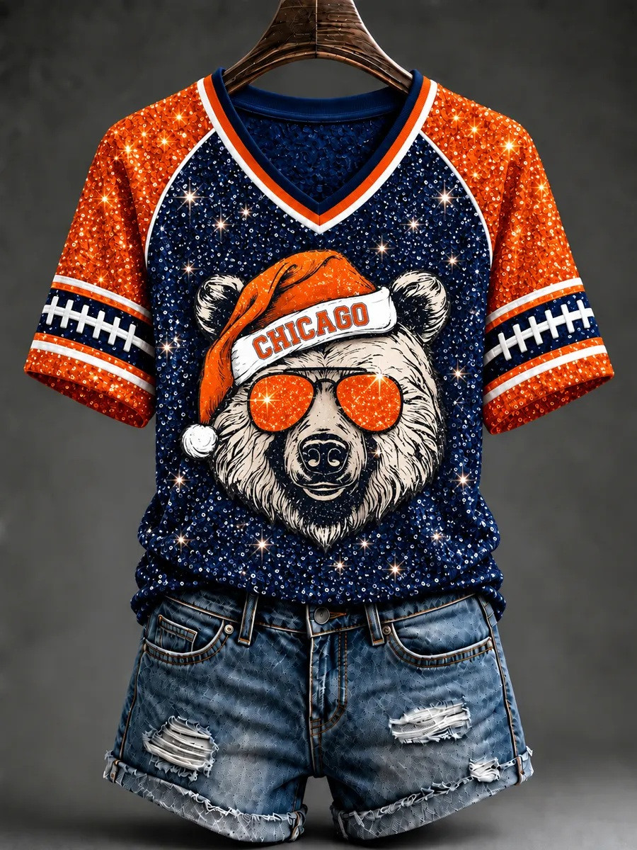 Chicago Bears Merch Chicago Game Day V-Neck T-Shirt Christmas Gift 1 - Unicasport Chicago Bears Merch Chicago Game Day V-Neck T-Shirt Christmas Gift