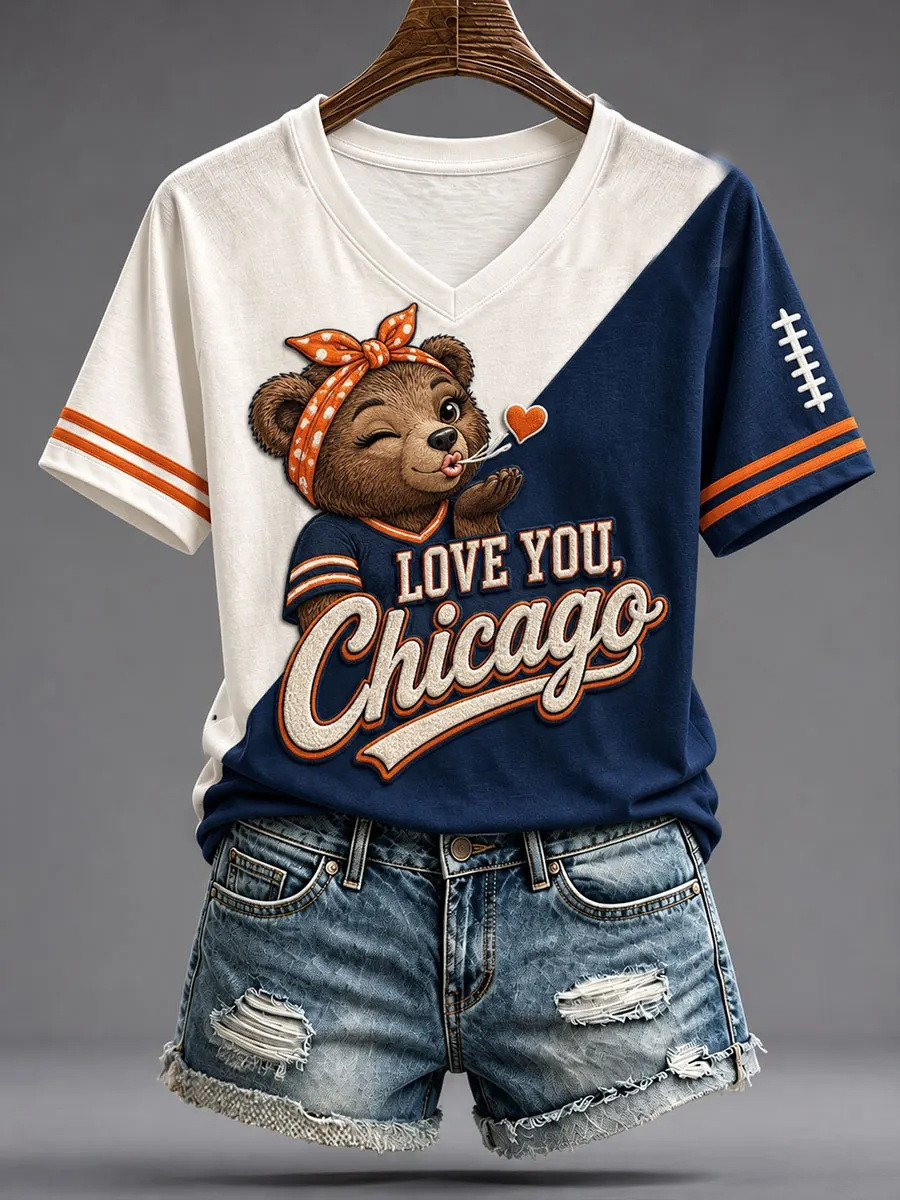 Chicago Bears Merch Love You Chicago V-Neck T-Shirt Football Lover Gift 1 - Unicasport Chicago Bears Merch Love You Chicago V-Neck T-Shirt Football Lover Gift