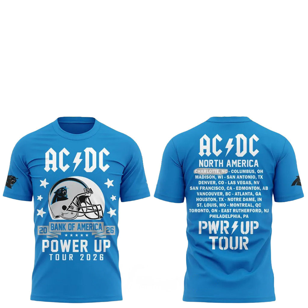 ACDC x Carolina Panthers Power Up Tour 2026 Rock Band Shirt ACDC Merch Rock Fan Gear