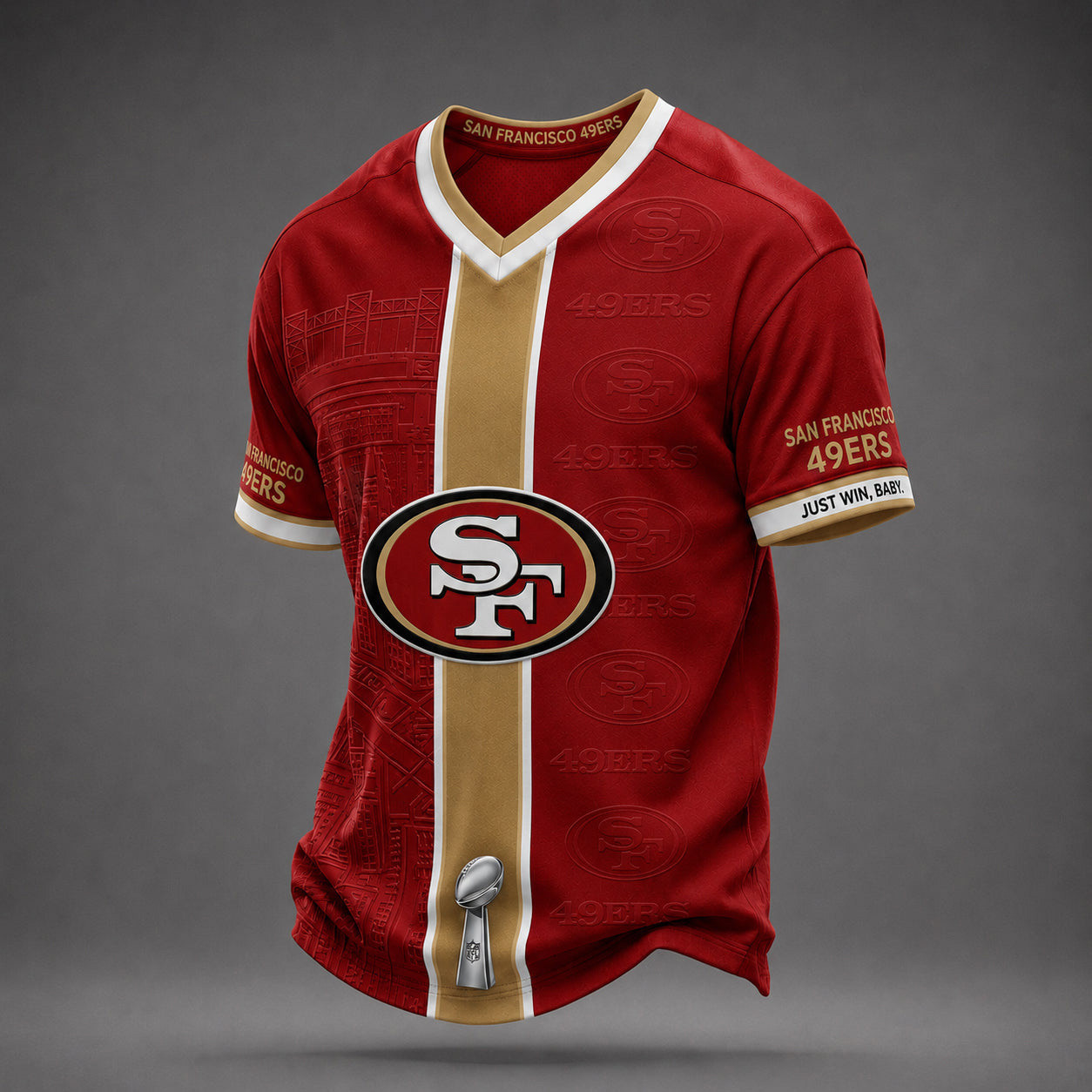 San Francisco 49ers Merch Just Win Baby V-Neck Shirt 49ers Game Day Attire Best Football Gifts 1 - Unicasport San Francisco 49ers Merch Just Win Baby V-Neck Shirt 49ers Game Day Attire Best Football Gifts