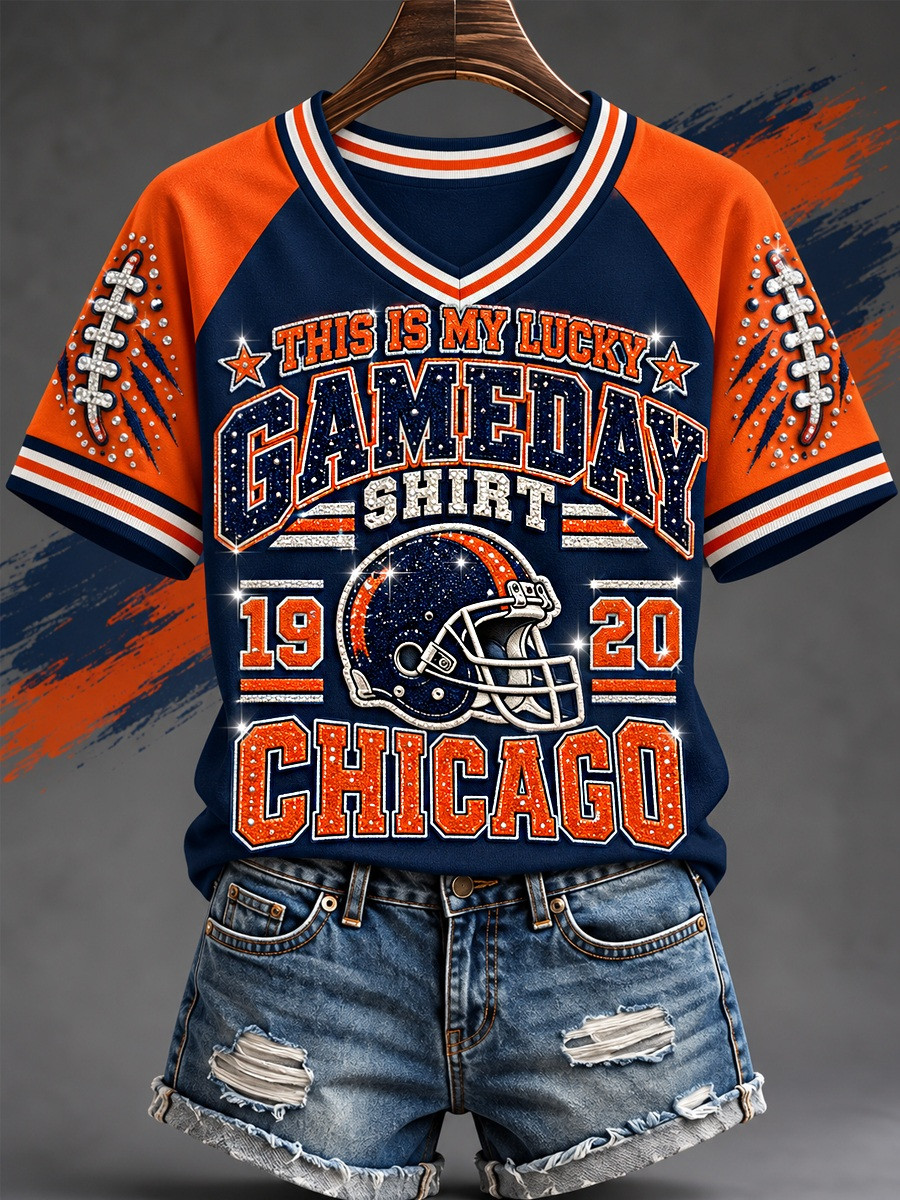 Chicago Bears Merch This Is My Lucky Gameday Shirt Chicago V-Neck T-Shirt Gift For Football Fan 1 - Unicasport Chicago Bears Merch This Is My Lucky Gameday Shirt Chicago V-Neck T-Shirt Gift For Football Fan